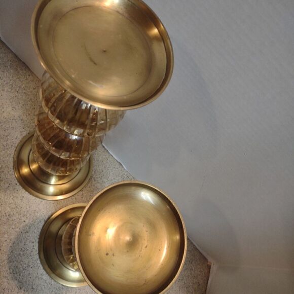 Bombay Brass and Glass Globe Candle Holders - Picture 3 of 4